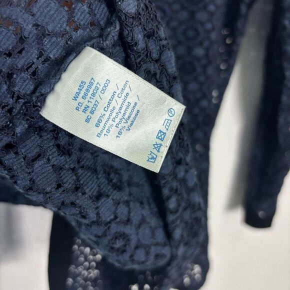 Boden Women's Blue Eyelet Cutout Collared Button Front Long Sleeve Blouse Top Si - Picture 8 of 8